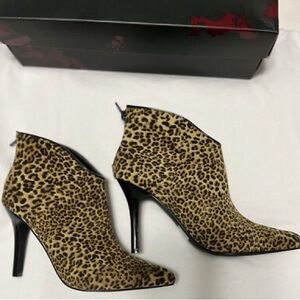 Carlos Santana Leopard Print Stiletto Ankle Boots